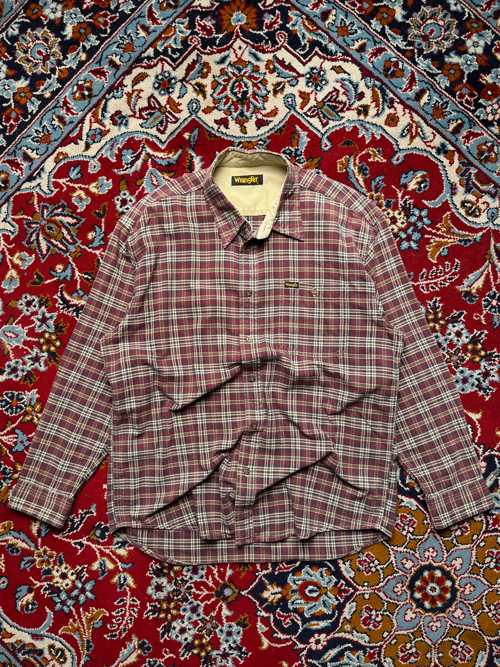 Wrangler Vintage Plaid Cotton Flannel Button Down Shirt - M