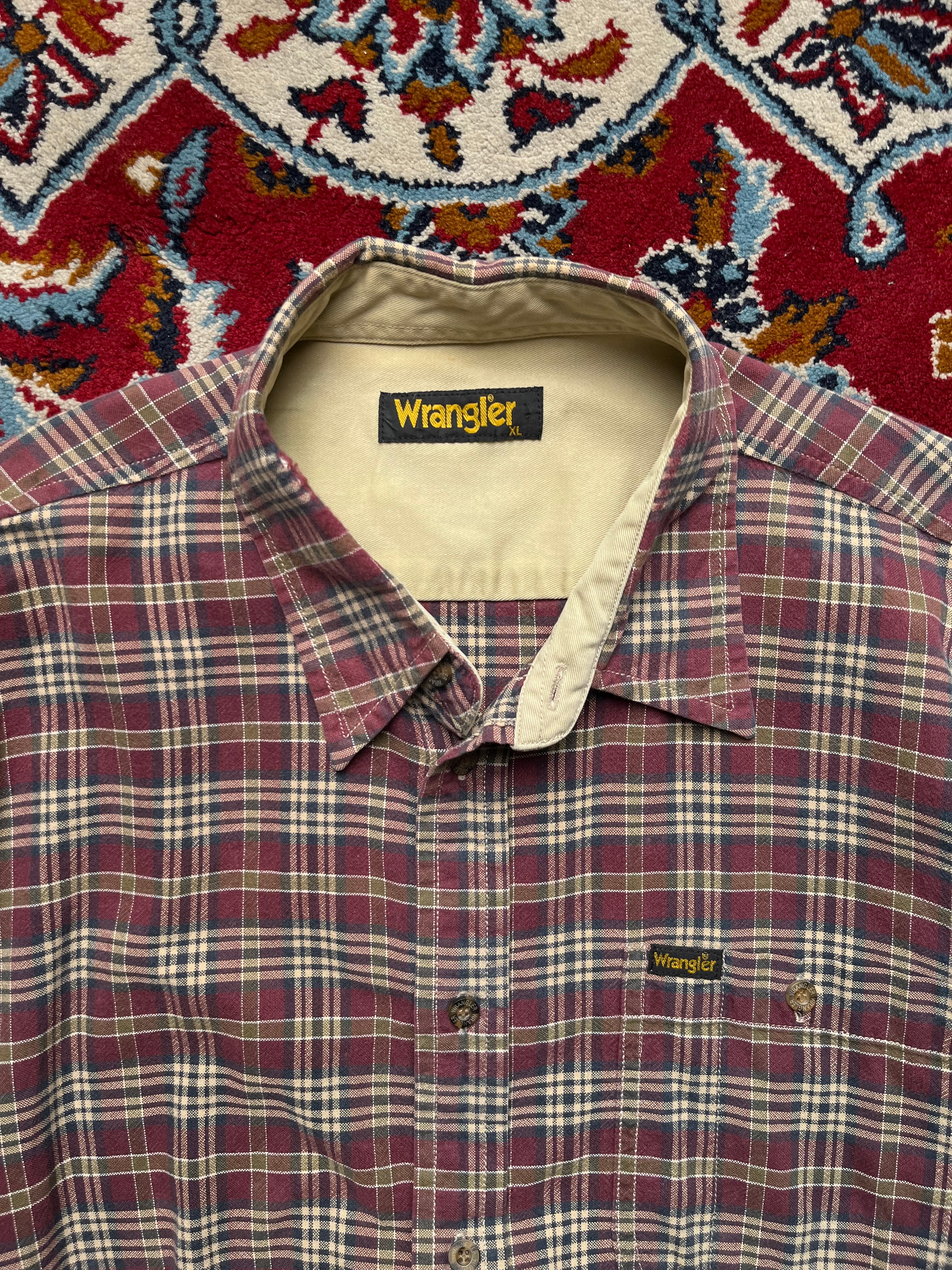 Wrangler Vintage Plaid Cotton Flannel Button Down Shirt - M