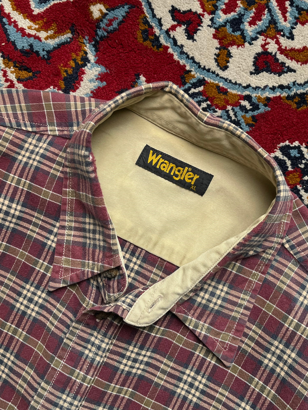 Wrangler Vintage Plaid Cotton Flannel Button Down Shirt - M