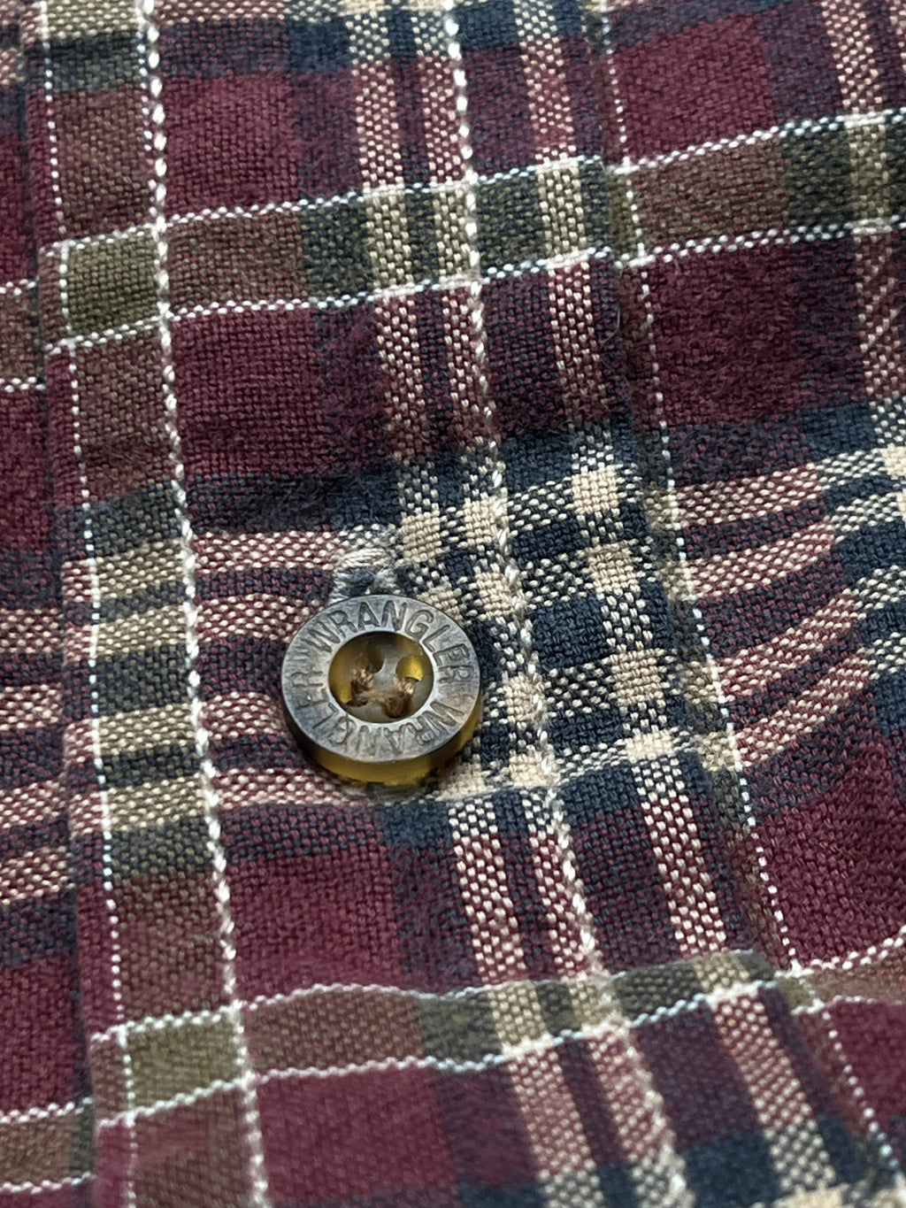 Wrangler Vintage Plaid Cotton Flannel Button Down Shirt - M