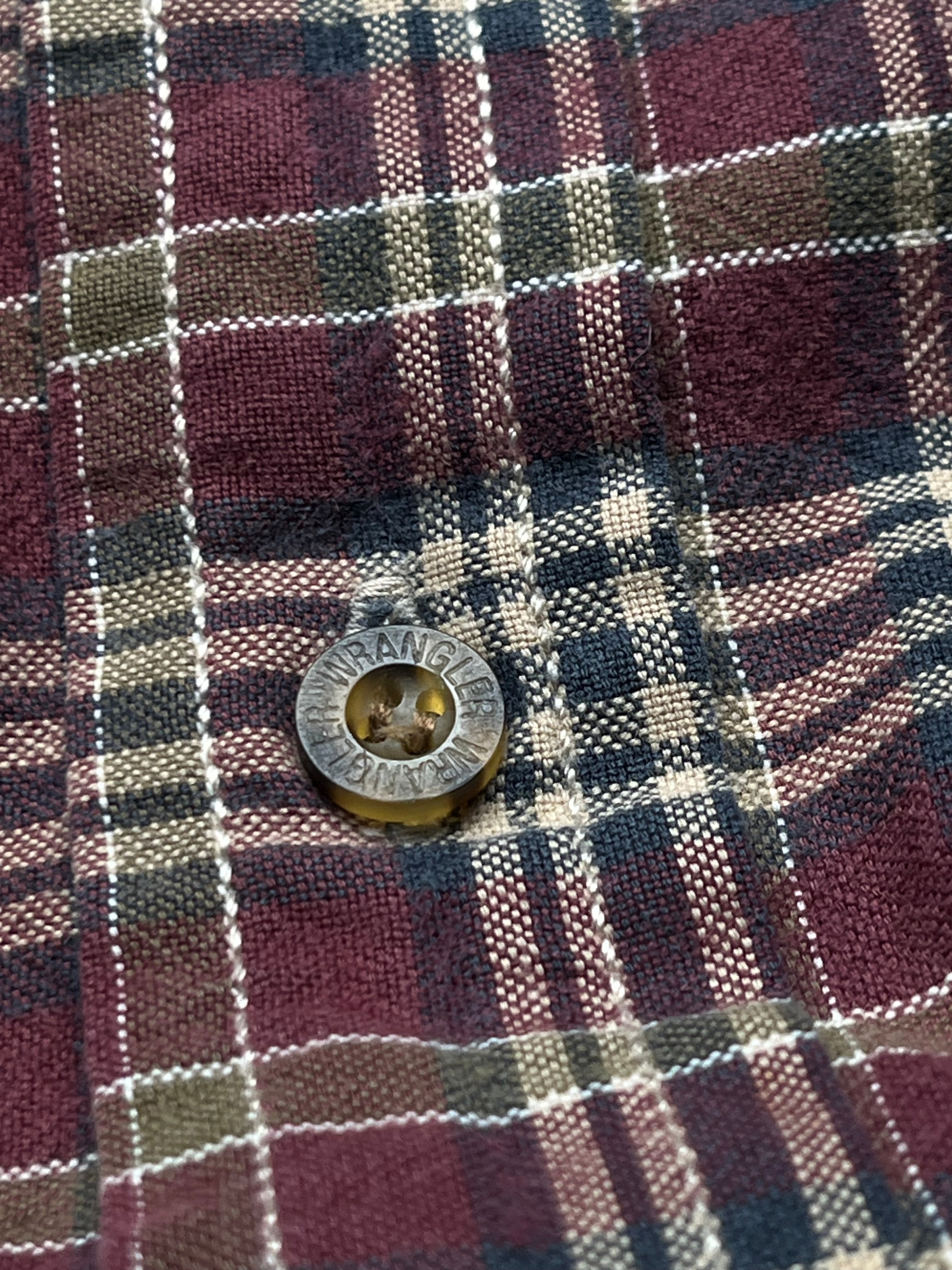 Wrangler Vintage Plaid Cotton Flannel Button Down Shirt - M