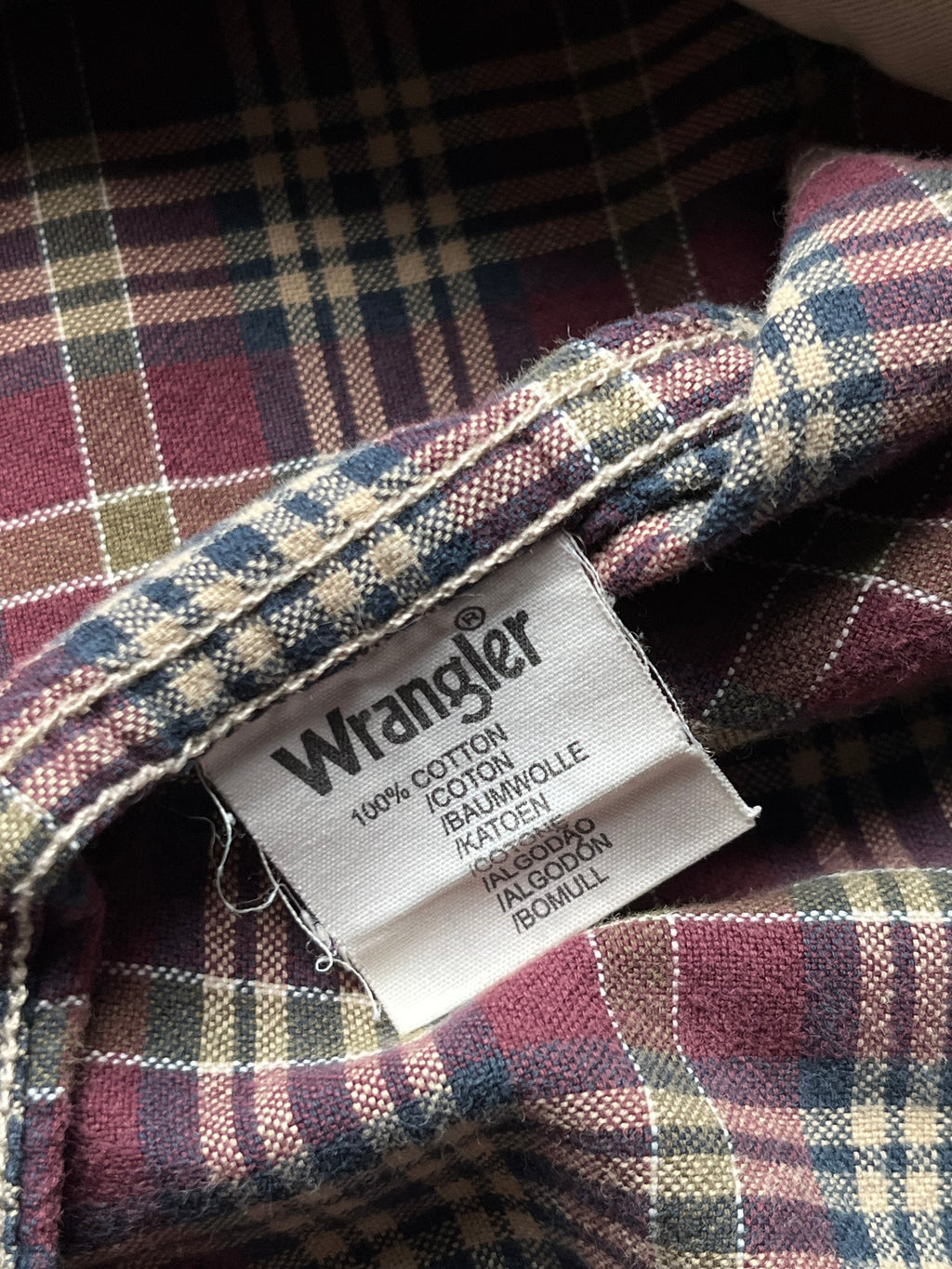 Wrangler Vintage Plaid Cotton Flannel Button Down Shirt - M