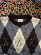 Vintage 316 Standard Argyle Knit Chunky Fuzzy Textured Crewneck Sweater - M