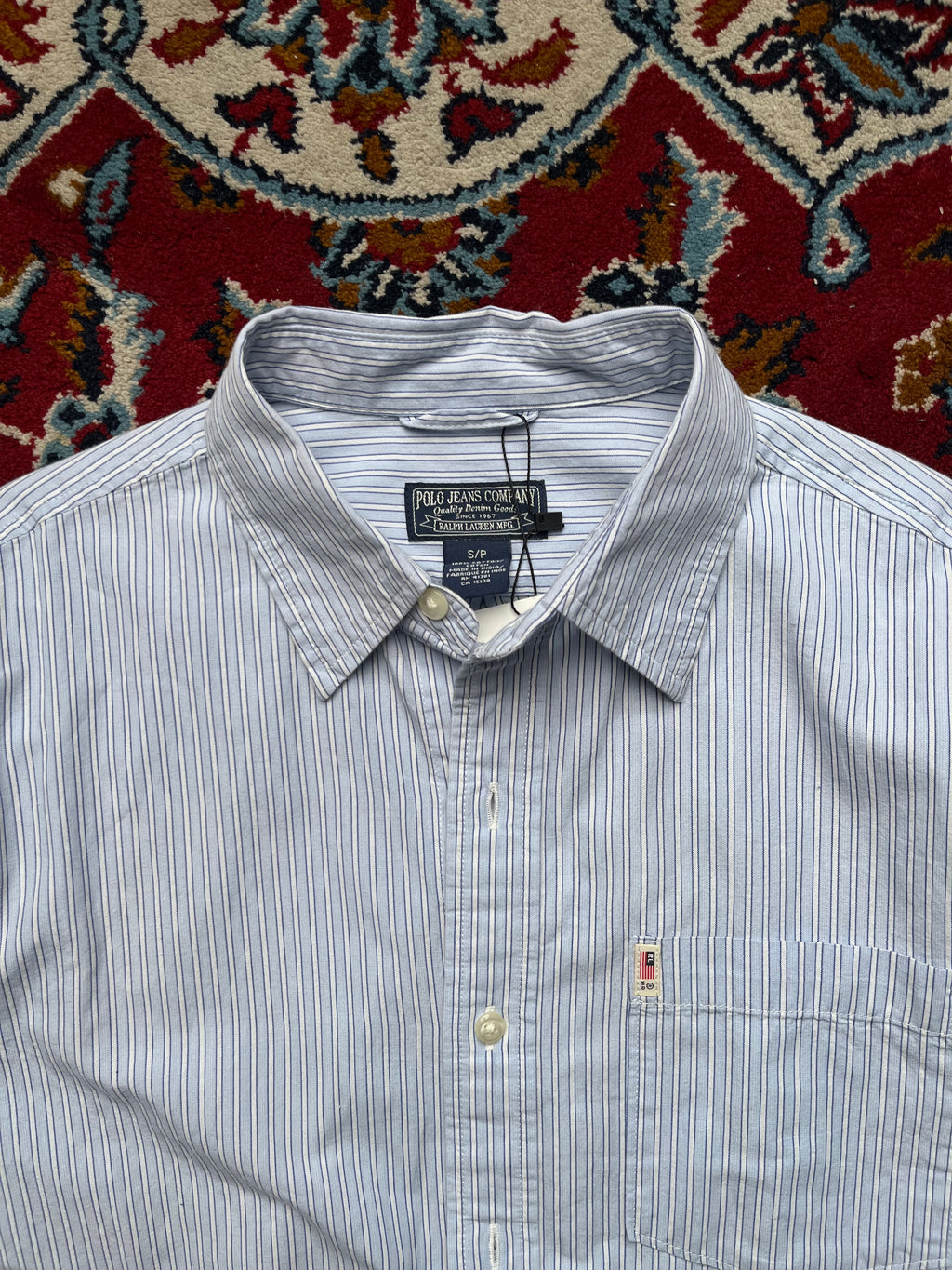 Polo Ralph Lauren Light Blue Striped Button Down Shirt - M