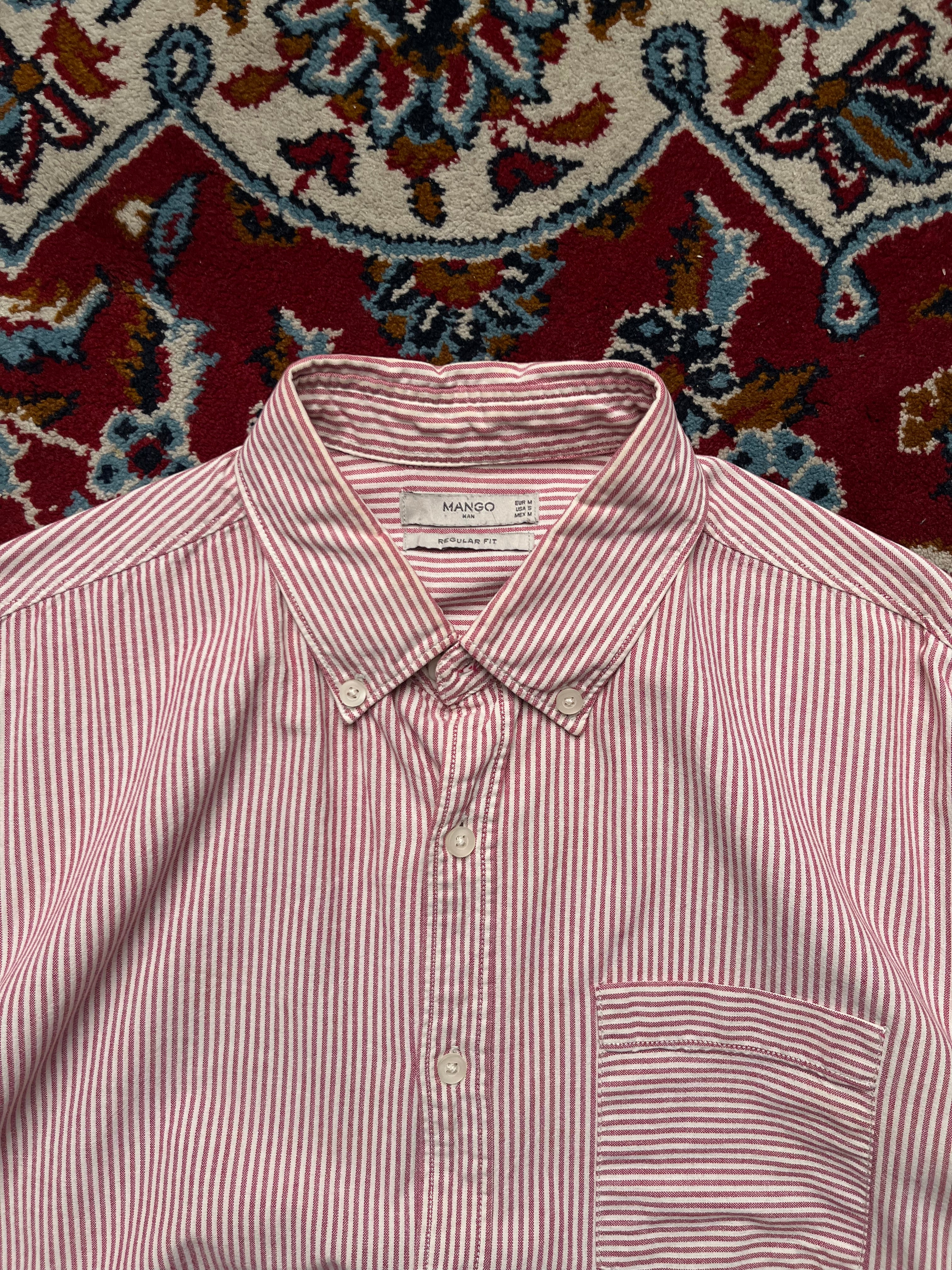 Mango Man Red White Striped Oxford Button Down Shirt - S
