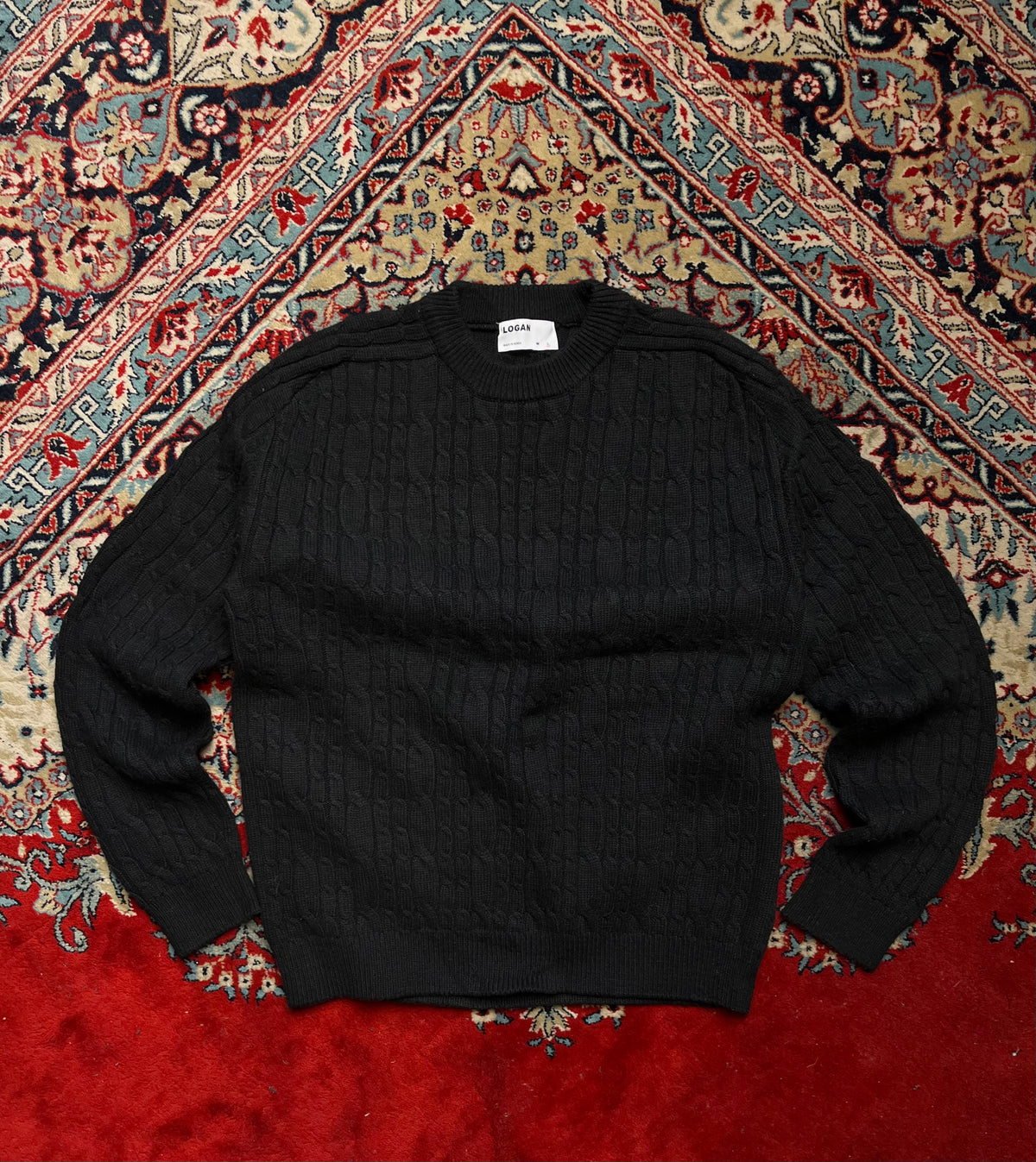 Logan Korea Chunky Cable Knit Crewneck Sweater - M