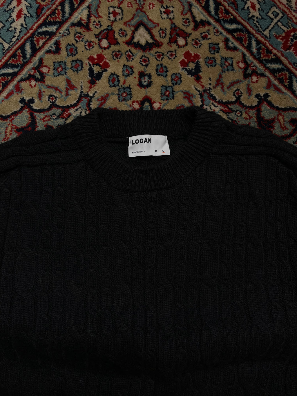 Logan Korea Chunky Cable Knit Crewneck Sweater - M