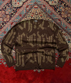 Vintage Gianni Versace Couture Gothic Calligraphy Typography Jacquard Knit Wool Sweater - L