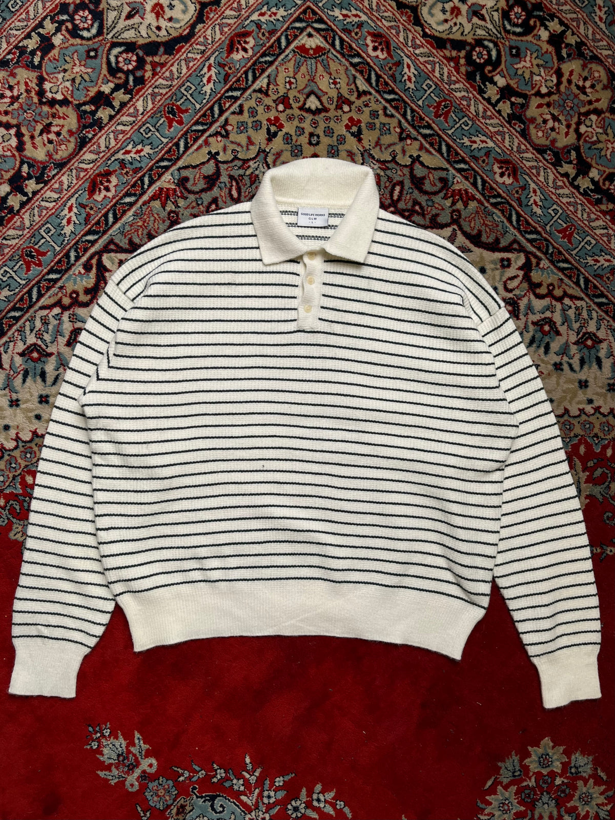 Good Life Works Striped Knit Polo Sweater - XL