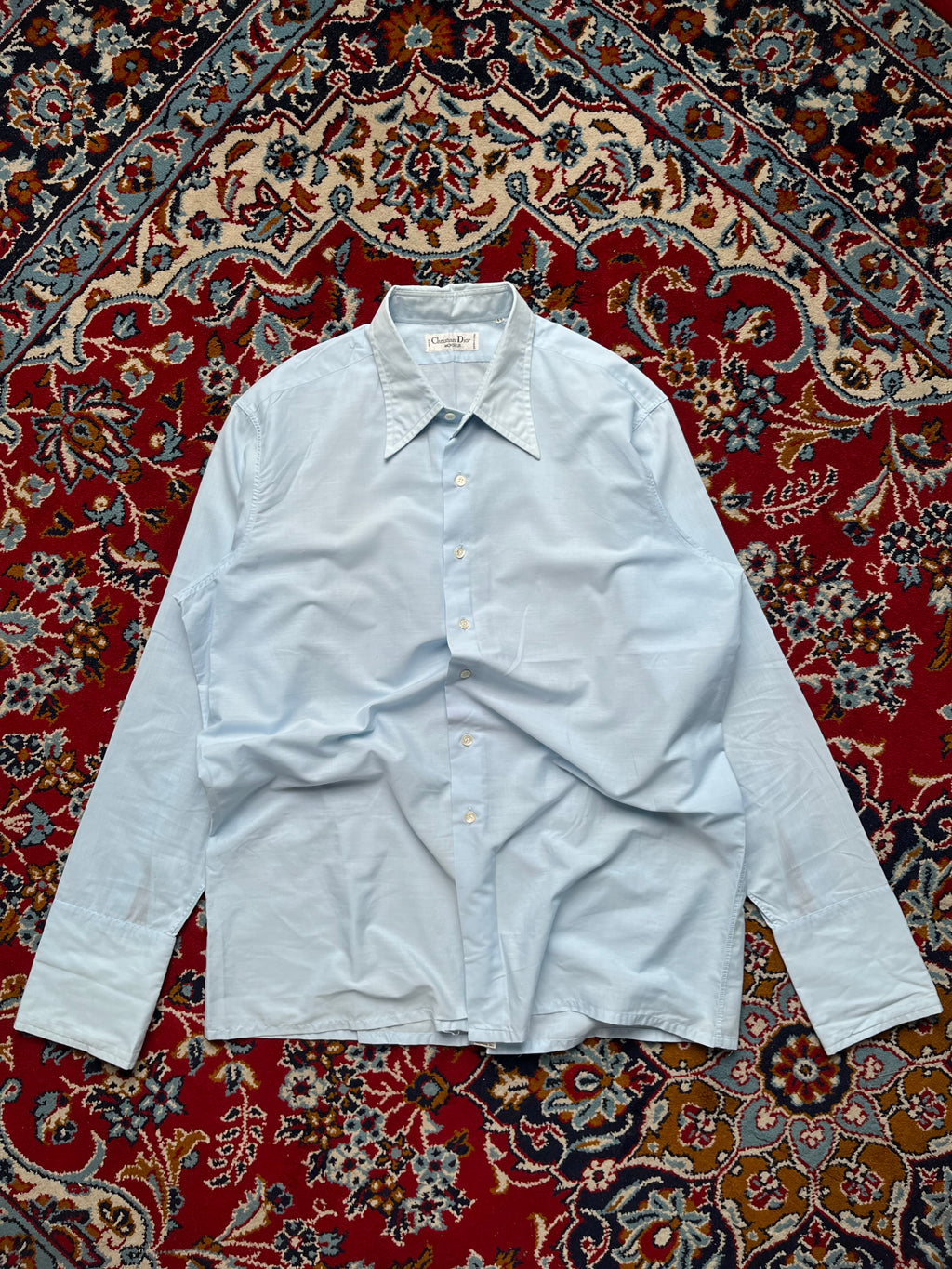 Christian Dior Monsieur Spear Collar Light Blue Button Down Shirt - L