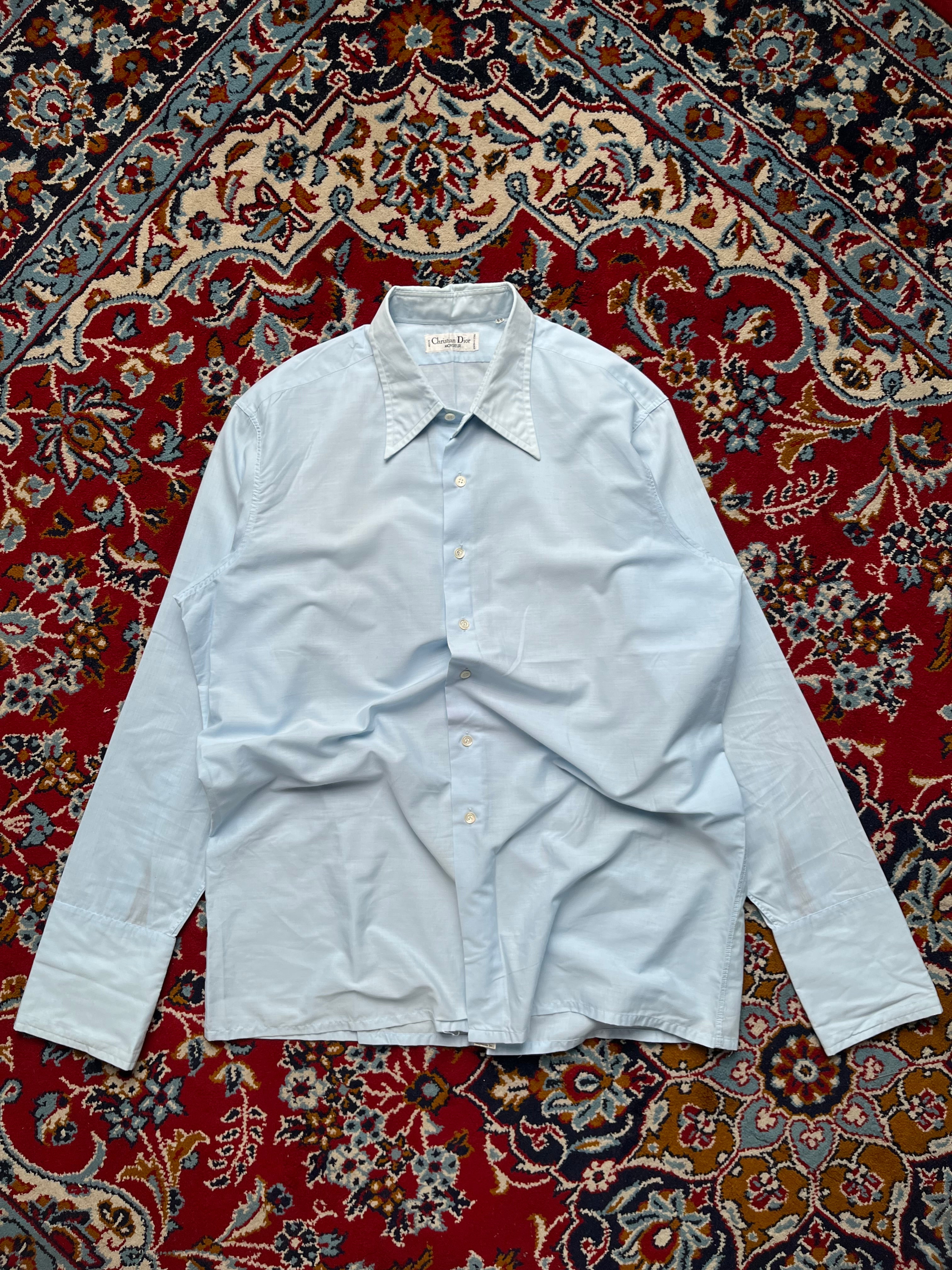 Christian Dior Monsieur Spear Collar Light Blue Button Down Shirt - L