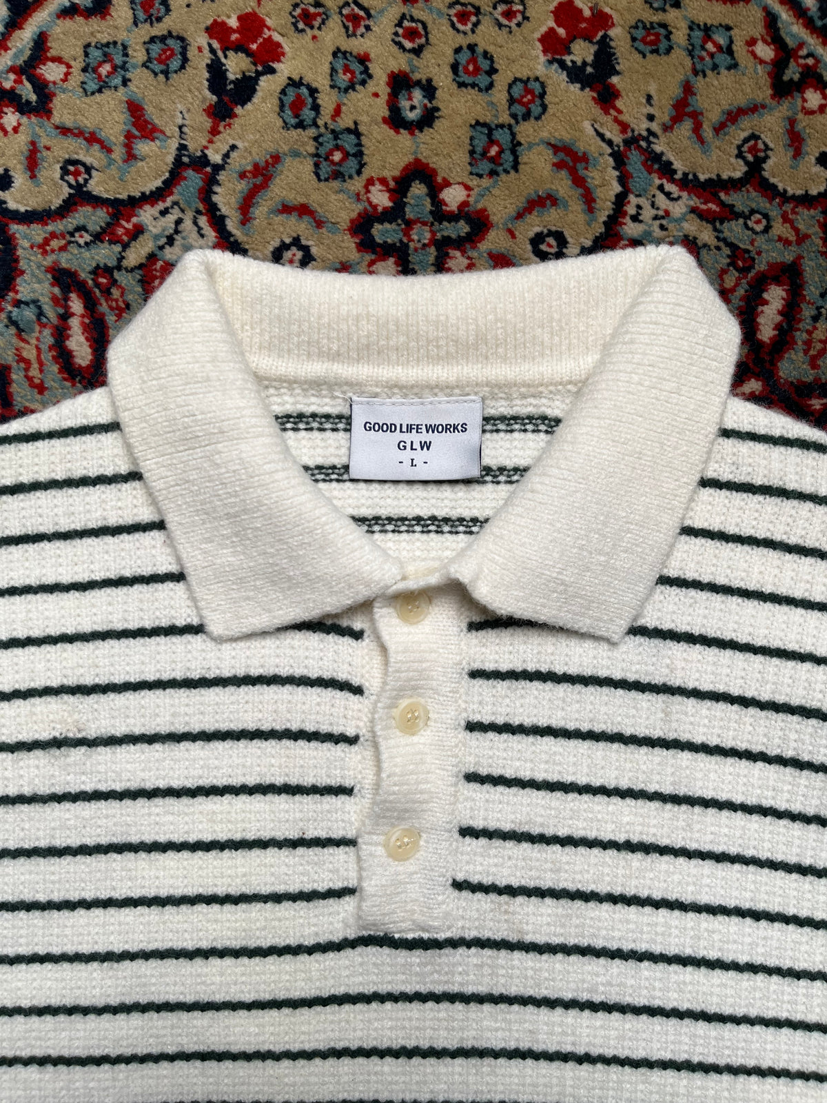 Good Life Works Striped Knit Polo Sweater - XL