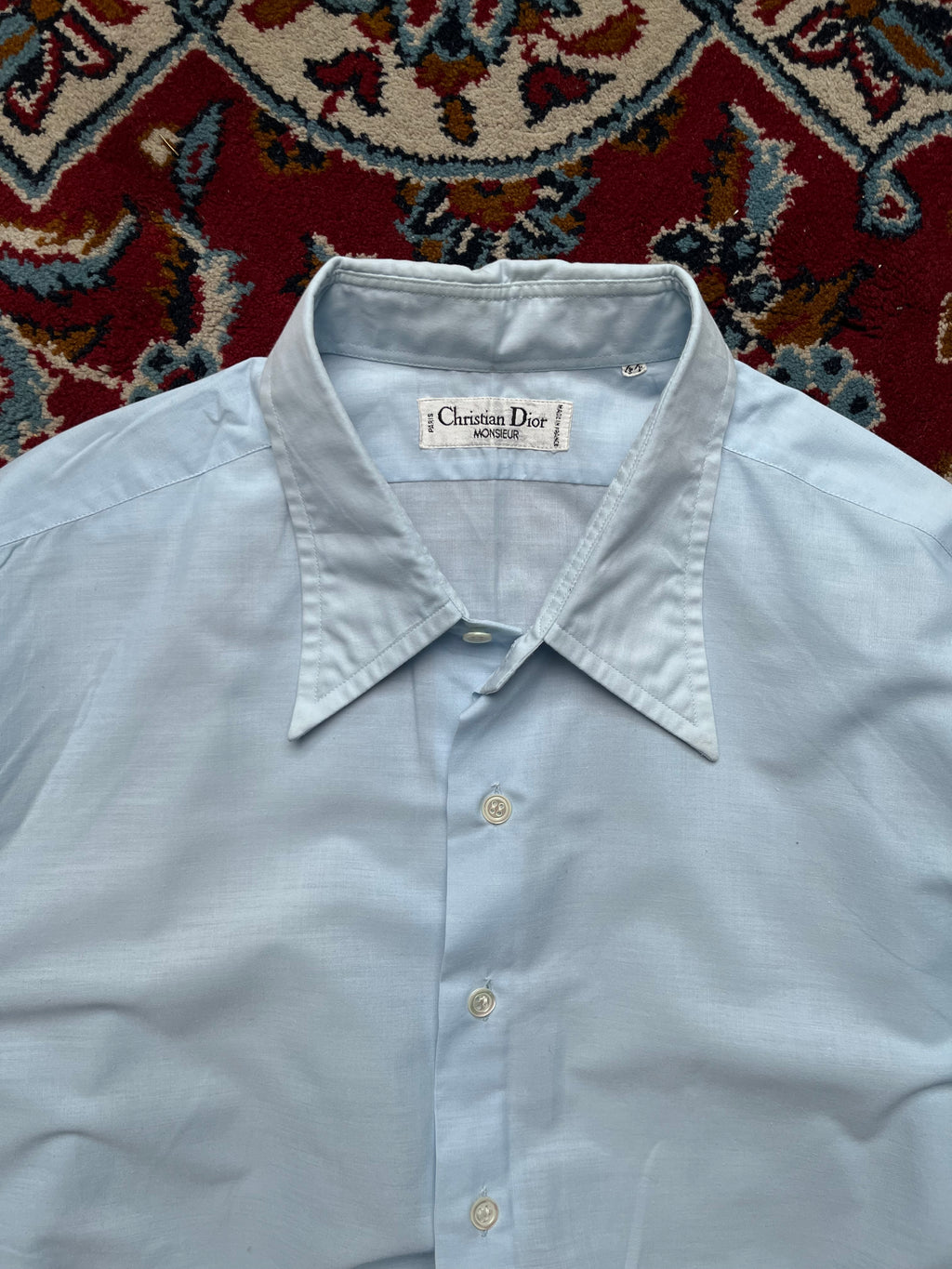 Christian Dior Monsieur Spear Collar Light Blue Button Down Shirt - L
