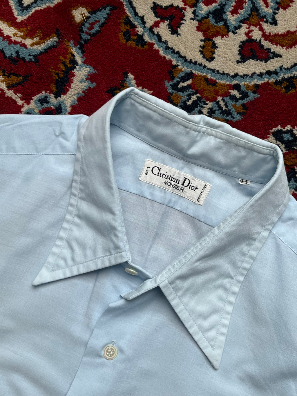Christian Dior Monsieur Spear Collar Light Blue Button Down Shirt - L