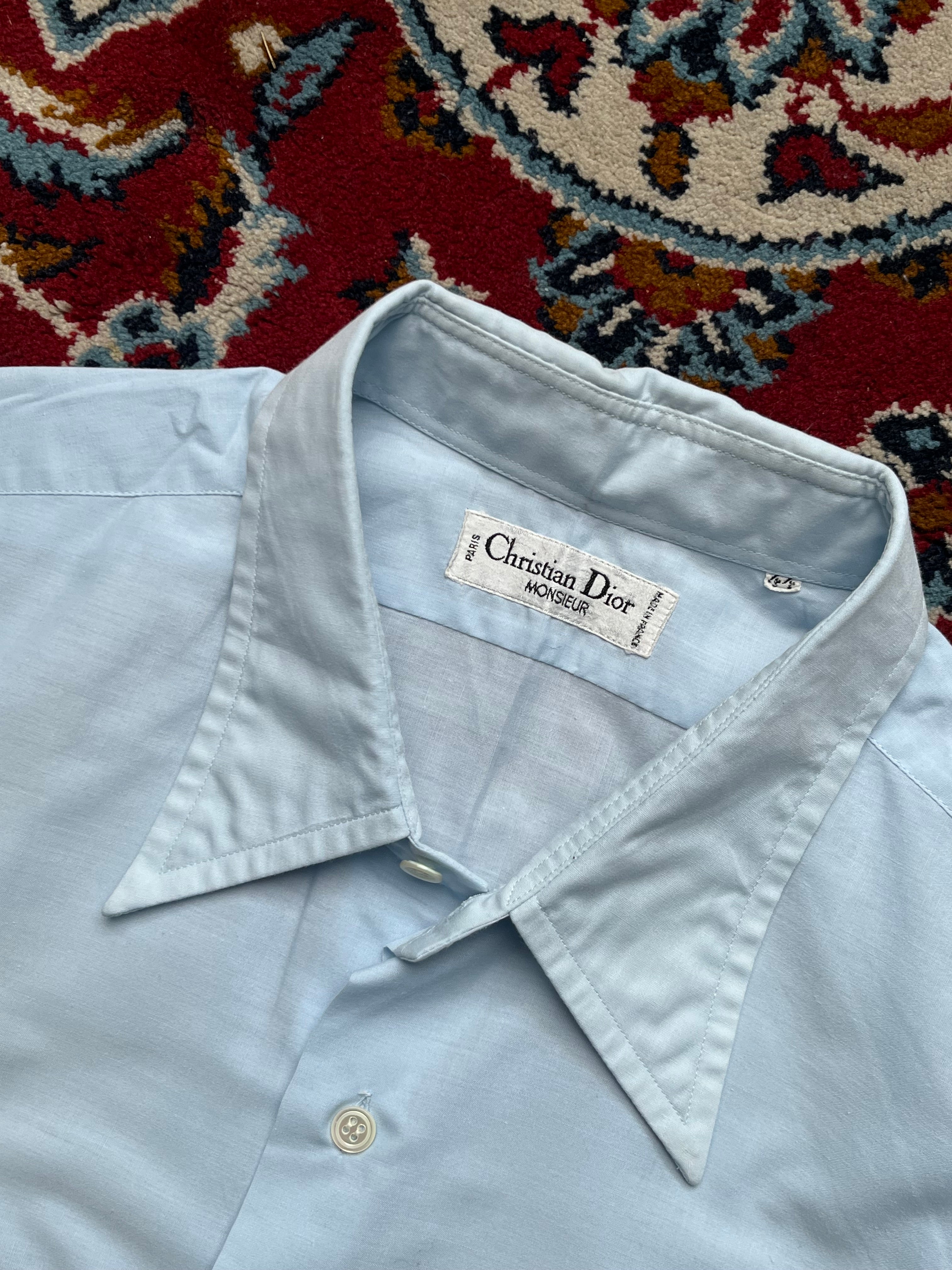Christian Dior Monsieur Spear Collar Light Blue Button Down Shirt - L