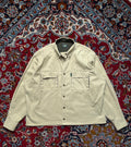 Land Rover Beige Heavy Twill Cropped Boxy Fit Button Down Shirt - L