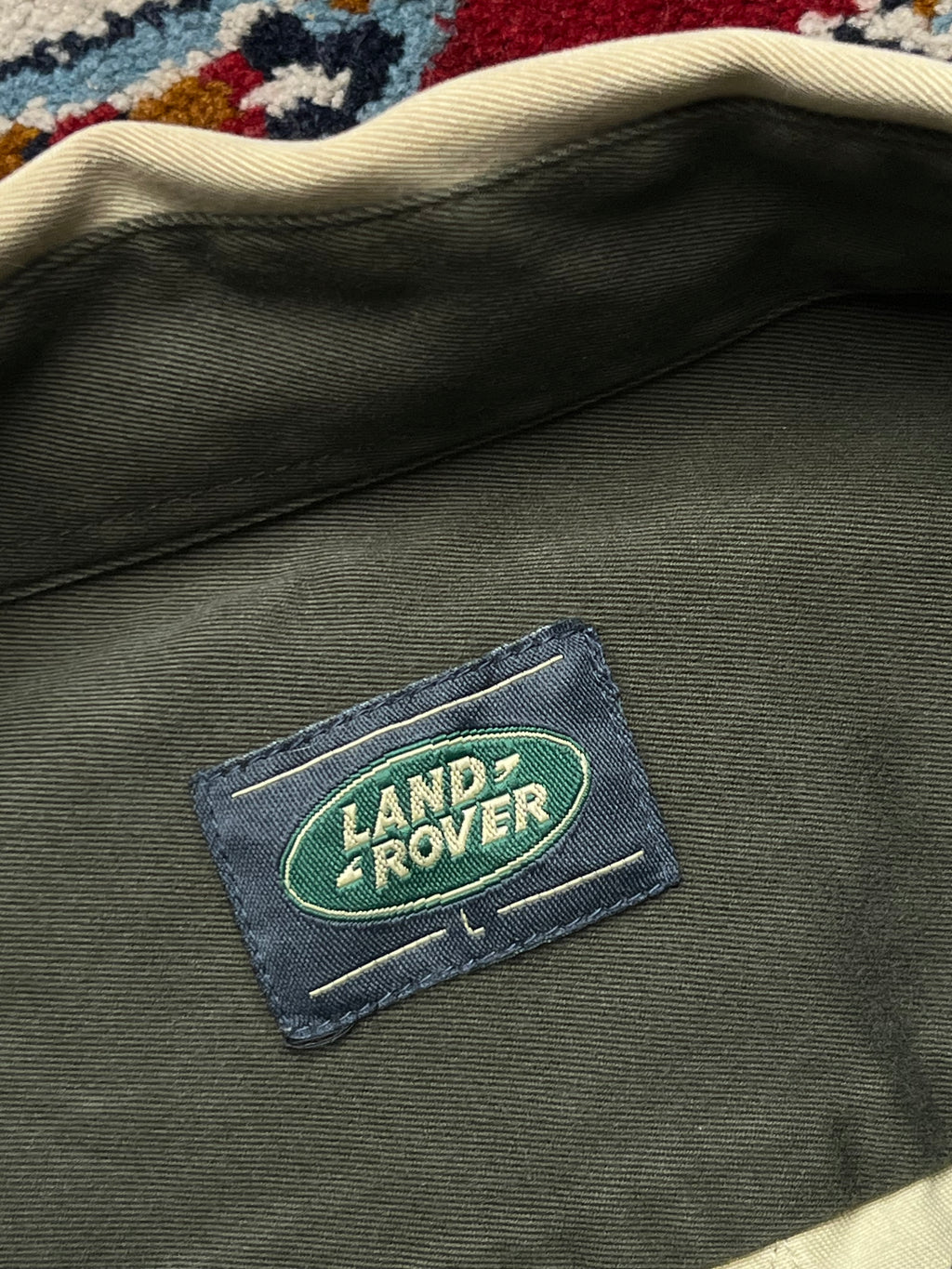 Land Rover Beige Heavy Twill Cropped Boxy Fit Button Down Shirt - L