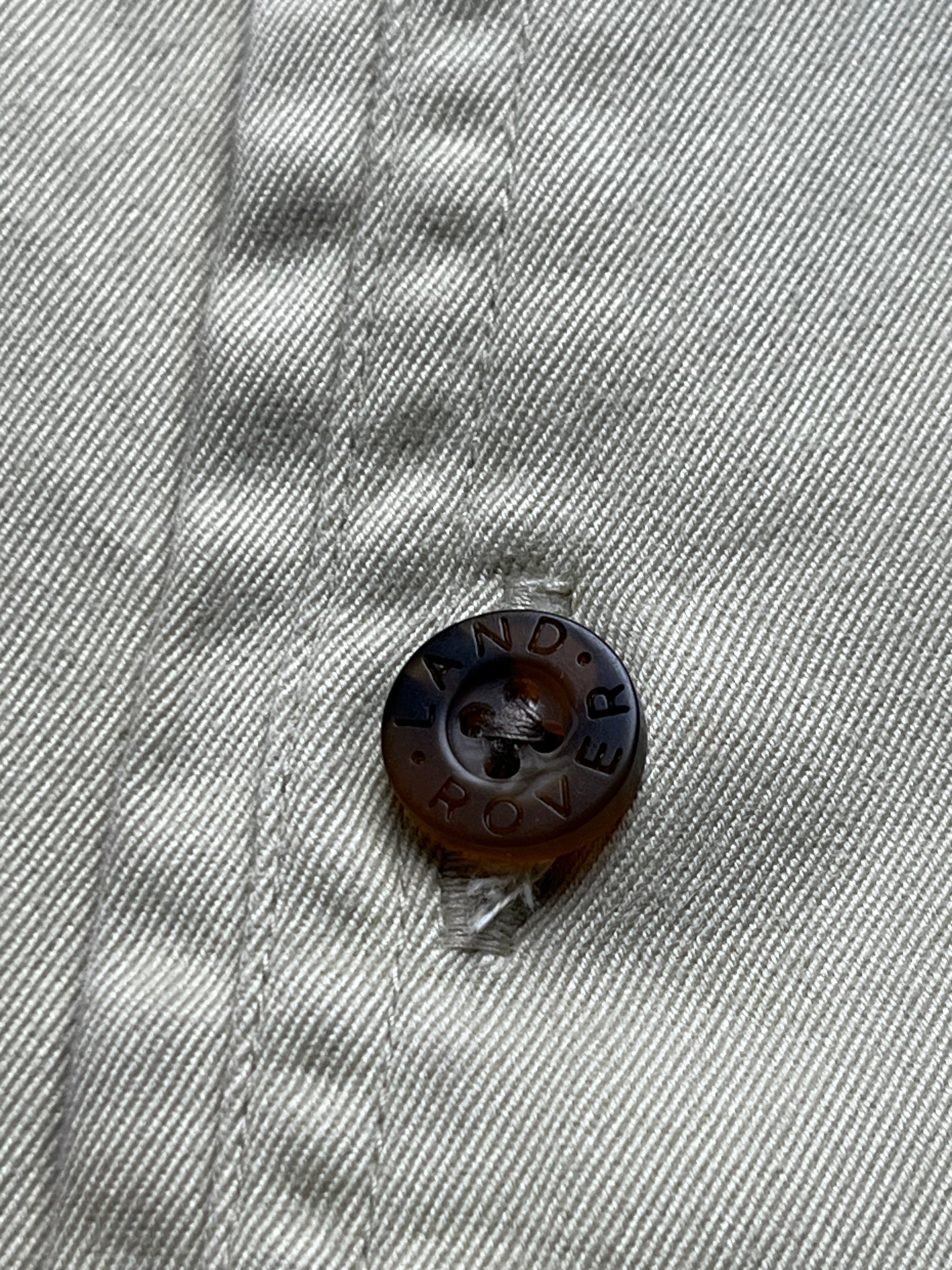 Land Rover Beige Heavy Twill Cropped Boxy Fit Button Down Shirt - L