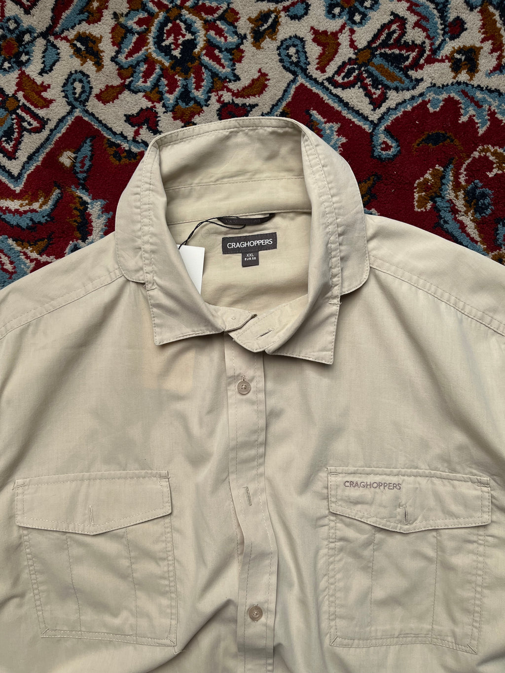 Craghoppers Beige Outdoor Pockets Button Down Cropped Shirt - XL