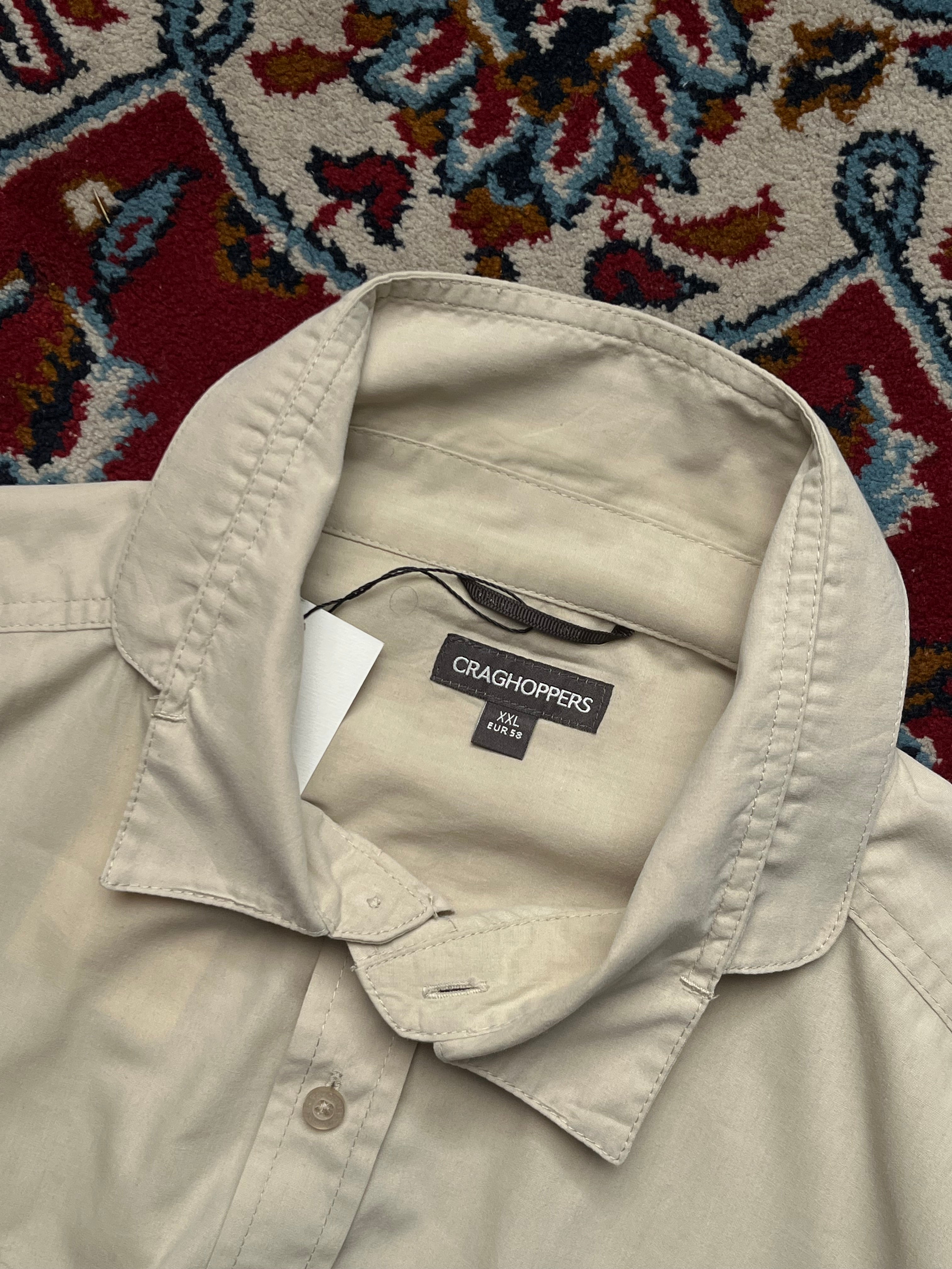 Craghoppers Beige Outdoor Pockets Button Down Cropped Shirt - XL