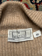 Vintage Walter Firenze Beige Chunky Ribbed Knit Mock Neck Sweater - M