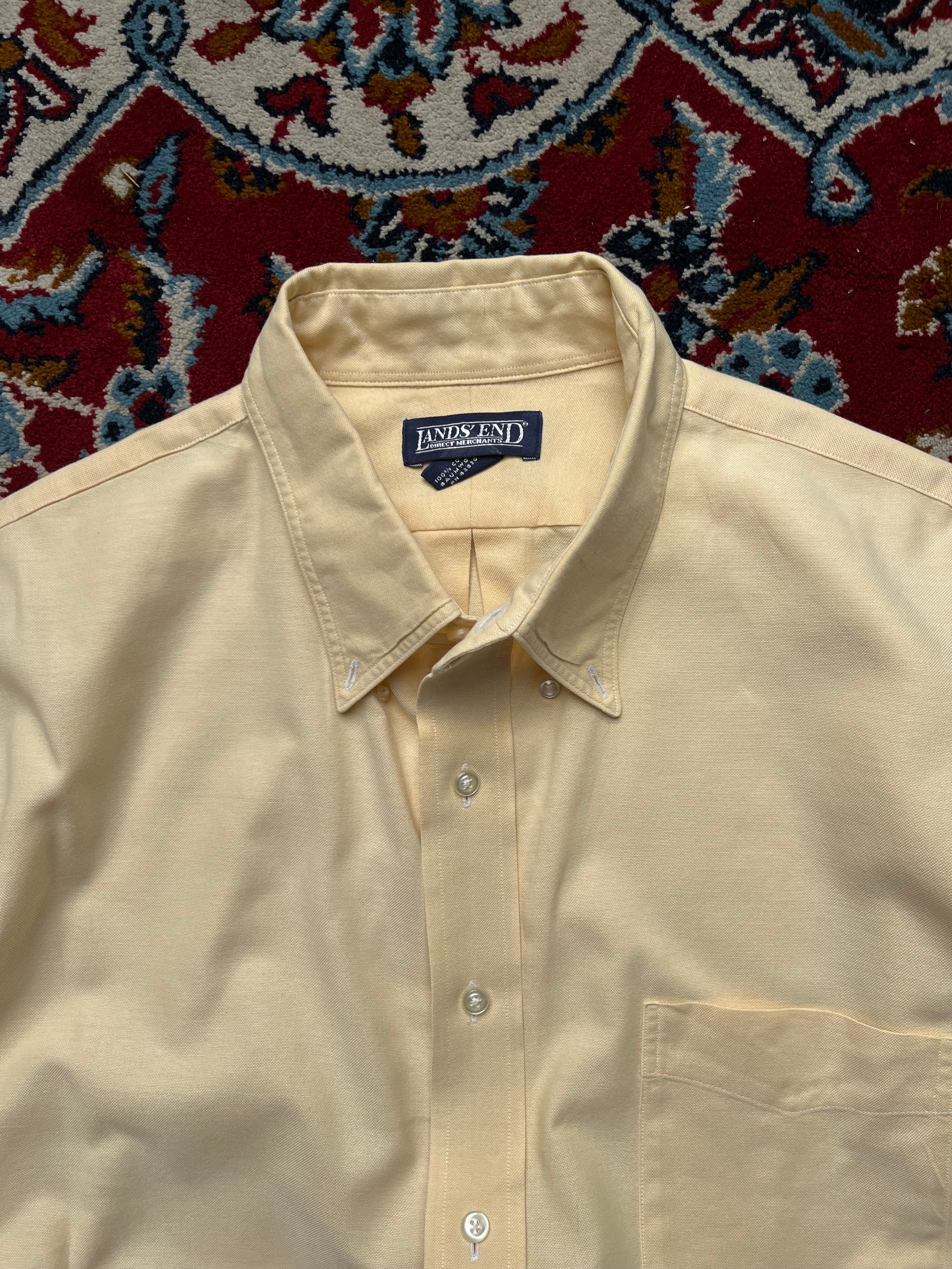 Lands' End Yellow Oxford Button Down Shirt - XL
