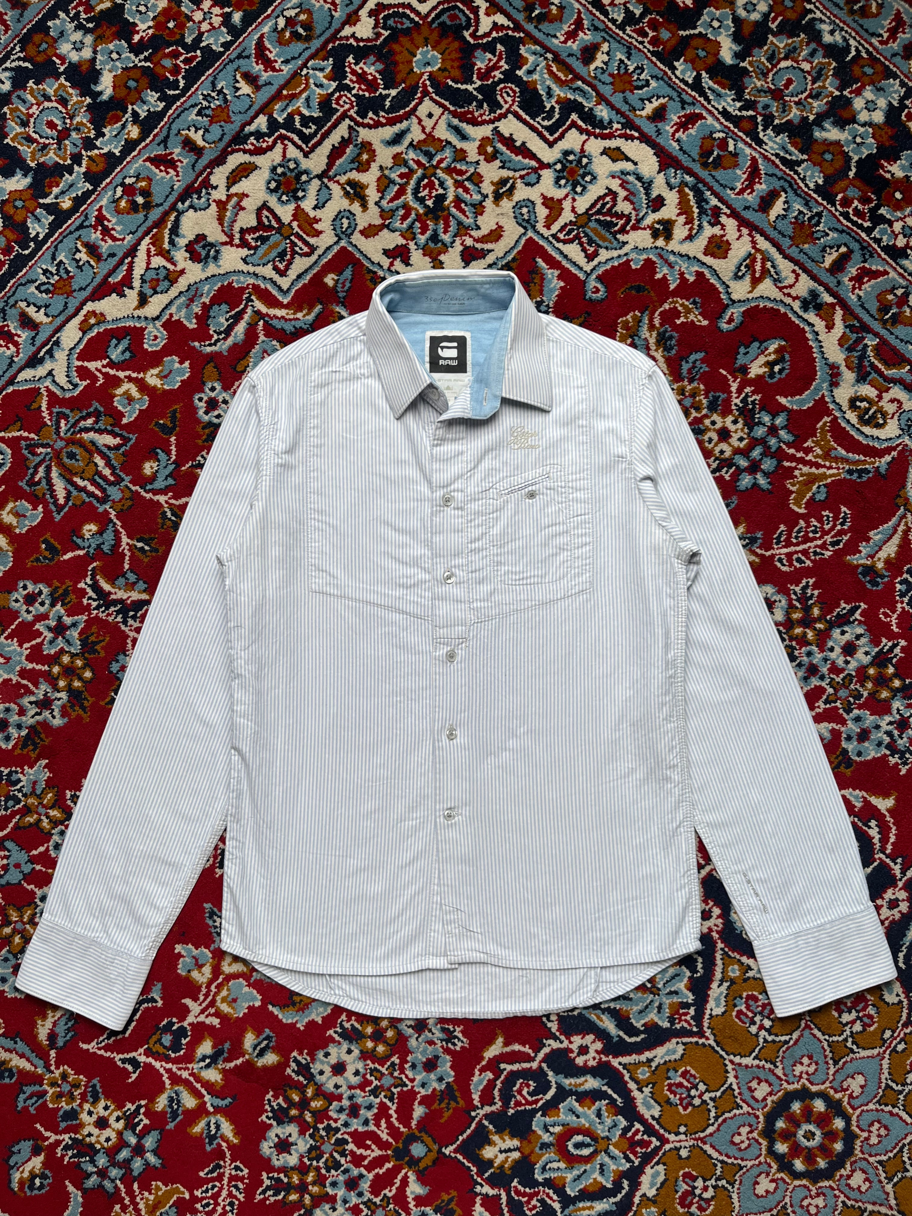 G-Star RAW 3301 Striped Cotton Button Down Shirt - M