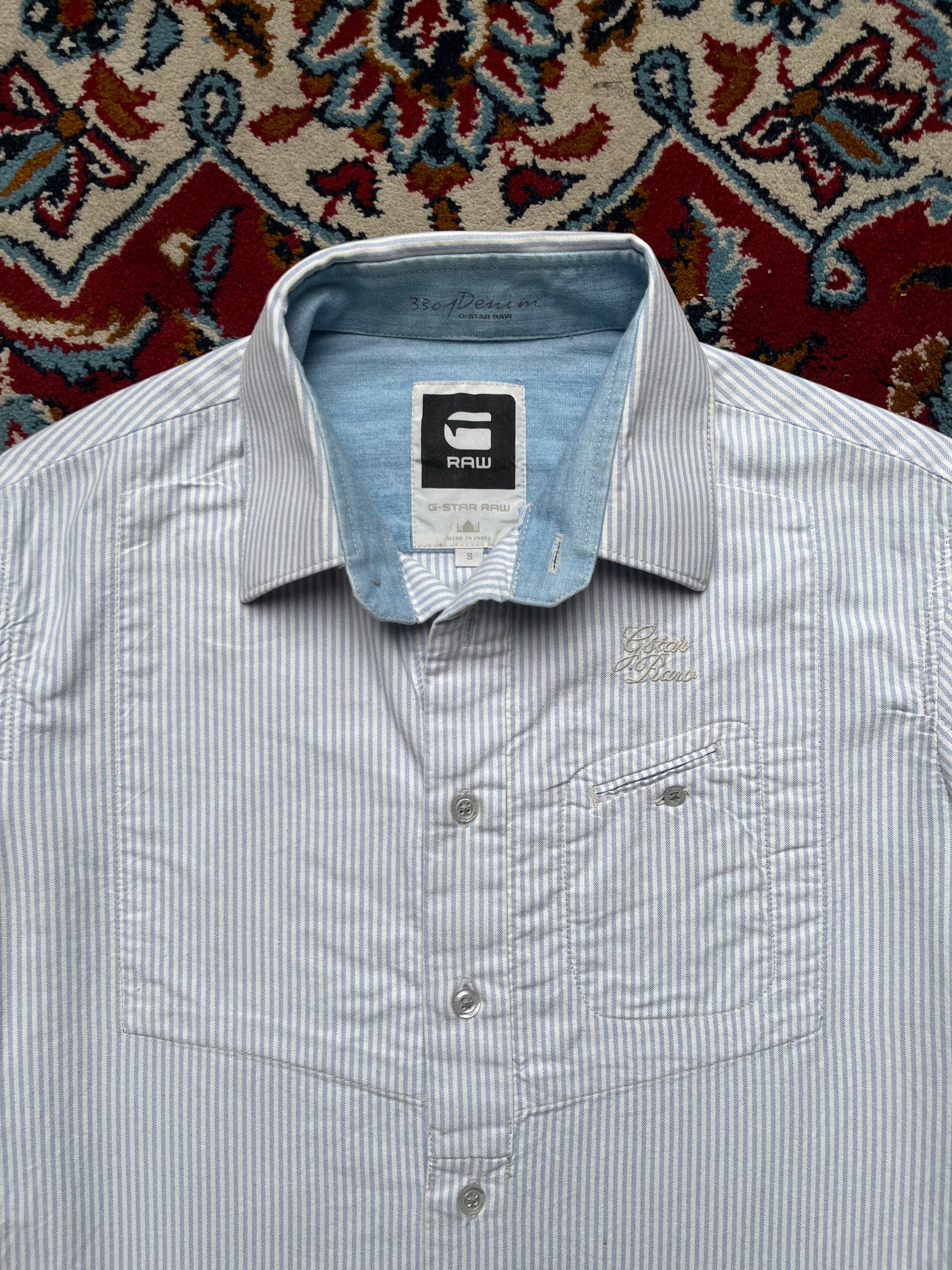 G-Star RAW 3301 Striped Cotton Button Down Shirt - M
