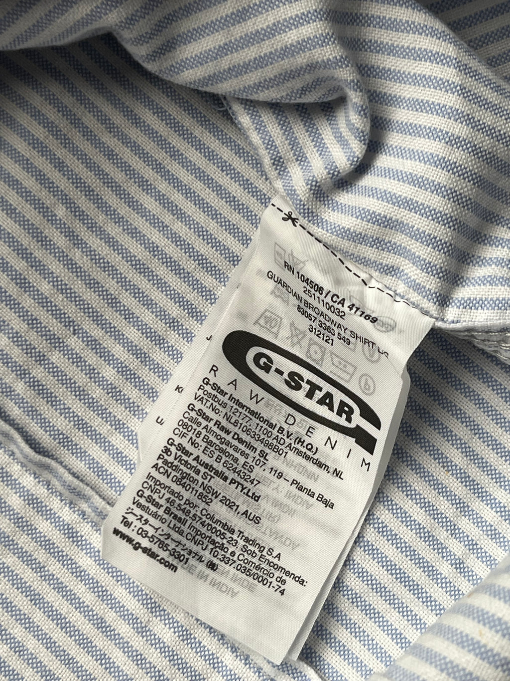 G-Star RAW 3301 Striped Cotton Button Down Shirt - M