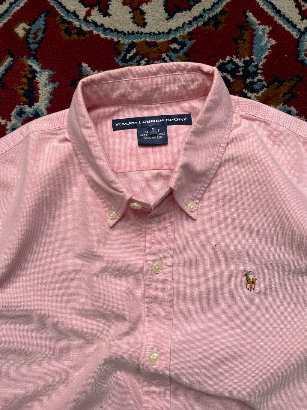 Polo Ralph Lauren Sport Pink Cotton Oxford Women Button Down Shirt - L