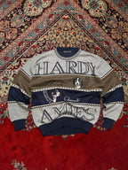 Vintage Hardy Amies Sport London Hound Intarsia Knit Crewneck Sweater - M