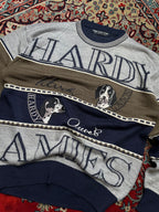 Vintage Hardy Amies Sport London Hound Intarsia Knit Crewneck Sweater - M