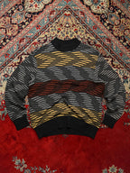 Vintage R Martegani Mode Italy 3D Textured Wool Mock Neck Sweater - M