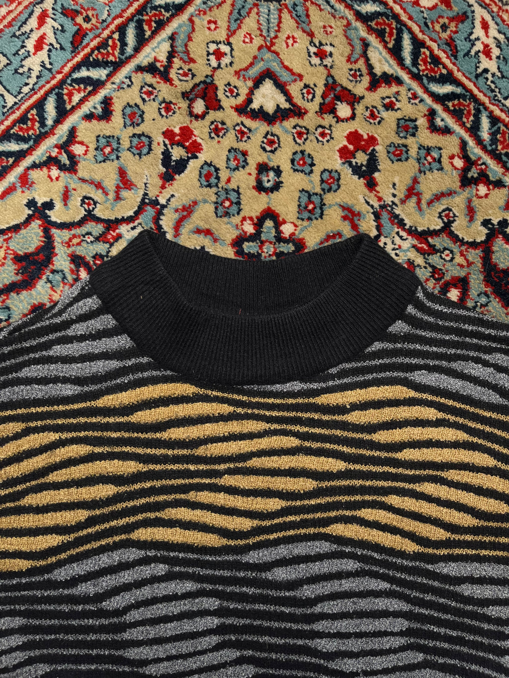 Vintage R Martegani Mode Italy 3D Textured Wool Mock Neck Sweater - M