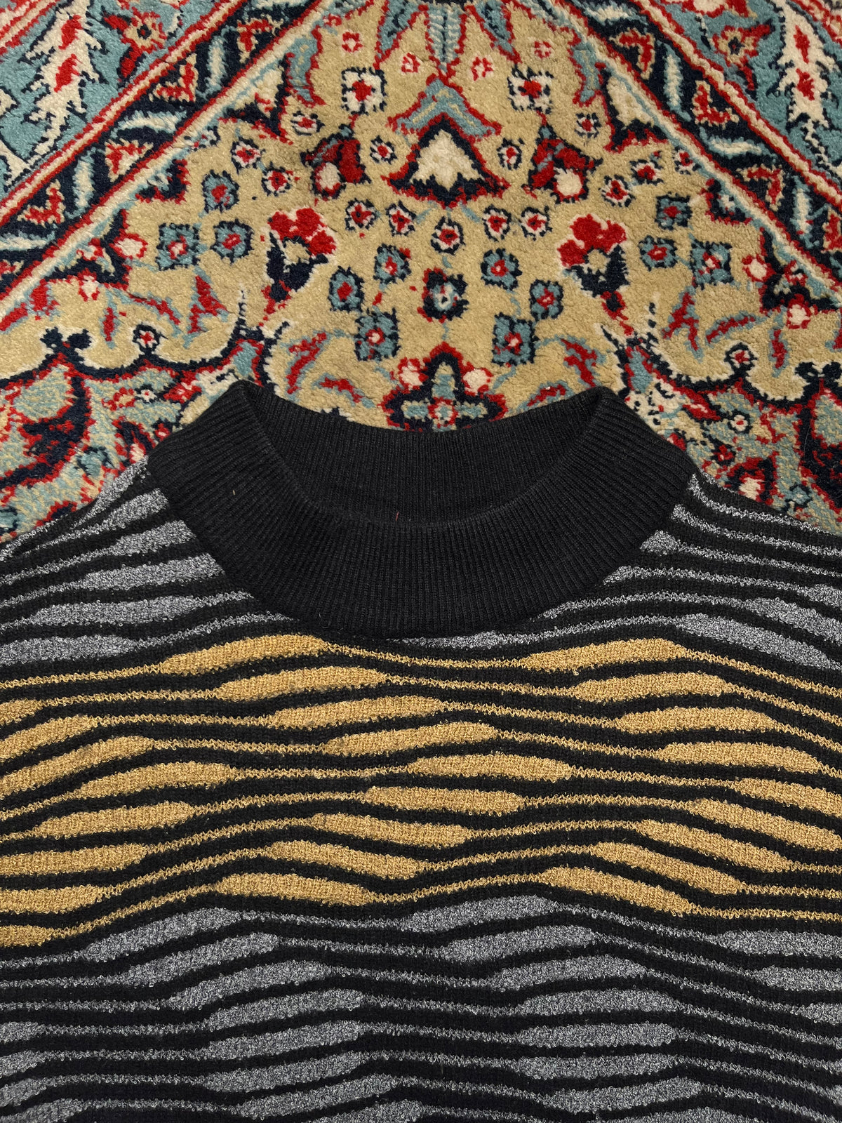 Vintage R Martegani Mode Italy 3D Textured Wool Mock Neck Sweater - M