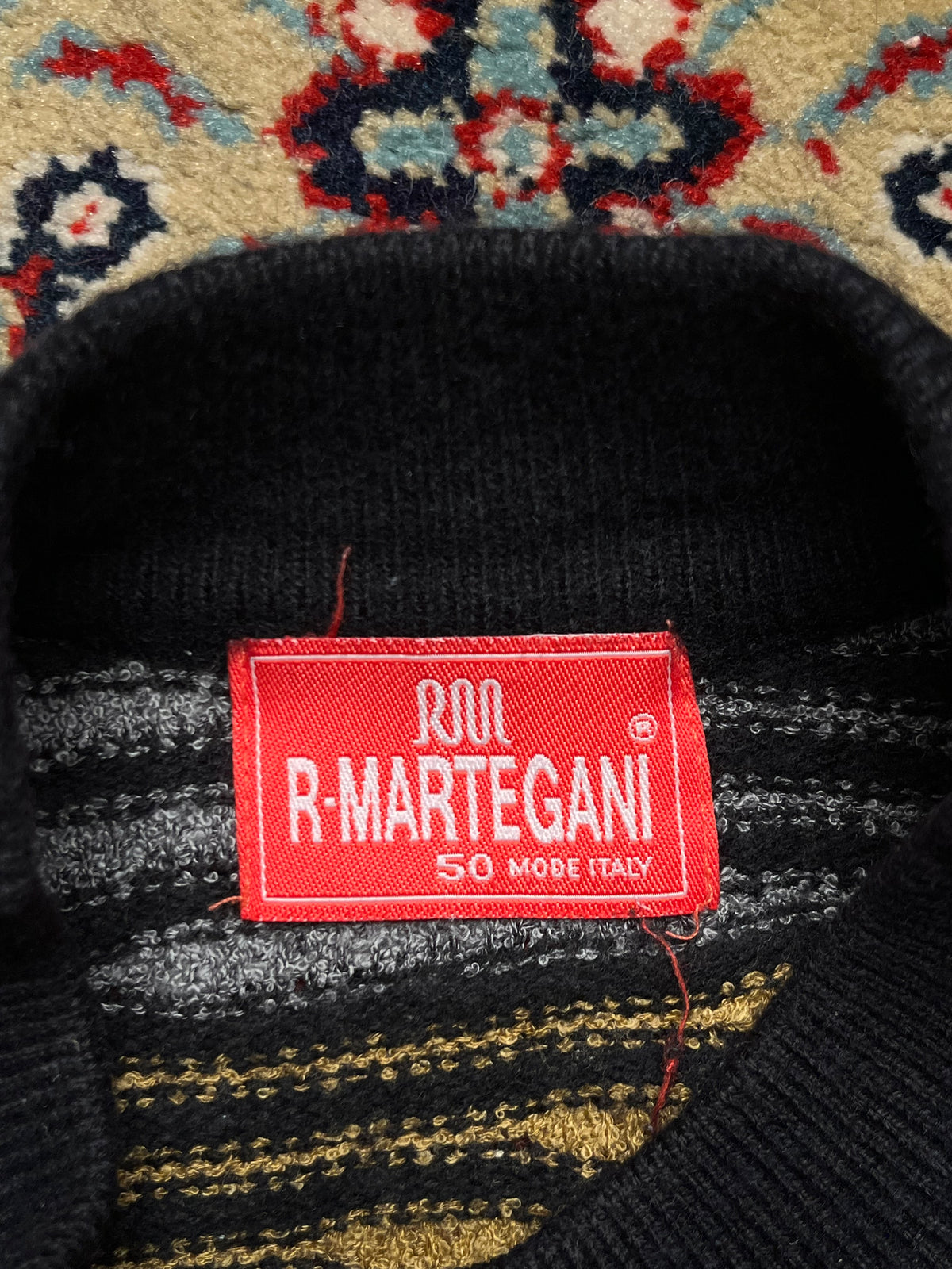 Vintage R Martegani Mode Italy 3D Textured Wool Mock Neck Sweater - M