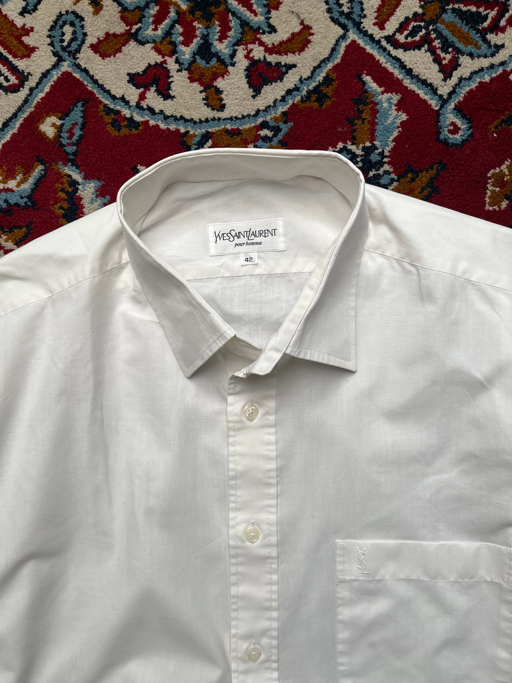 YSL Yves Saint Laurent Pour Homme White Button Down Shirt - XL