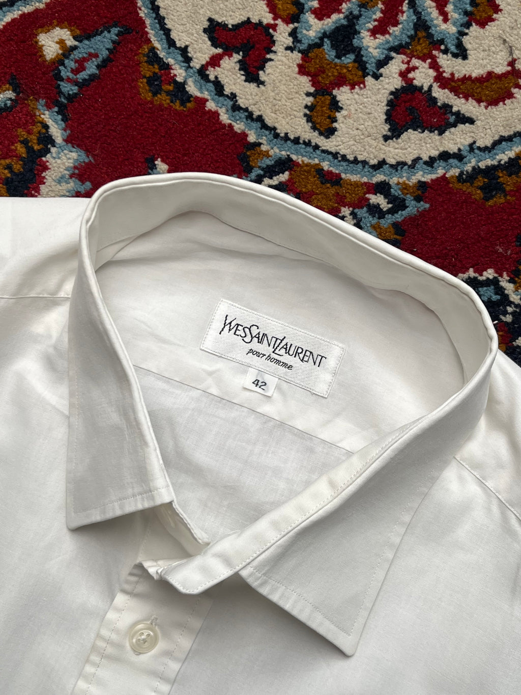YSL Yves Saint Laurent Pour Homme White Button Down Shirt - XL