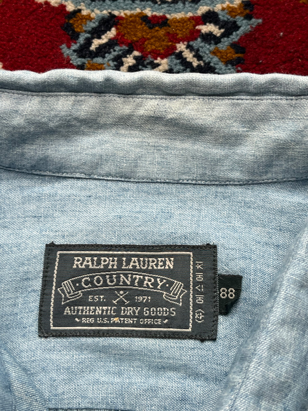 Polo Ralph Lauren Country Vintage Light Blue Chambray Button Down Shirt - L