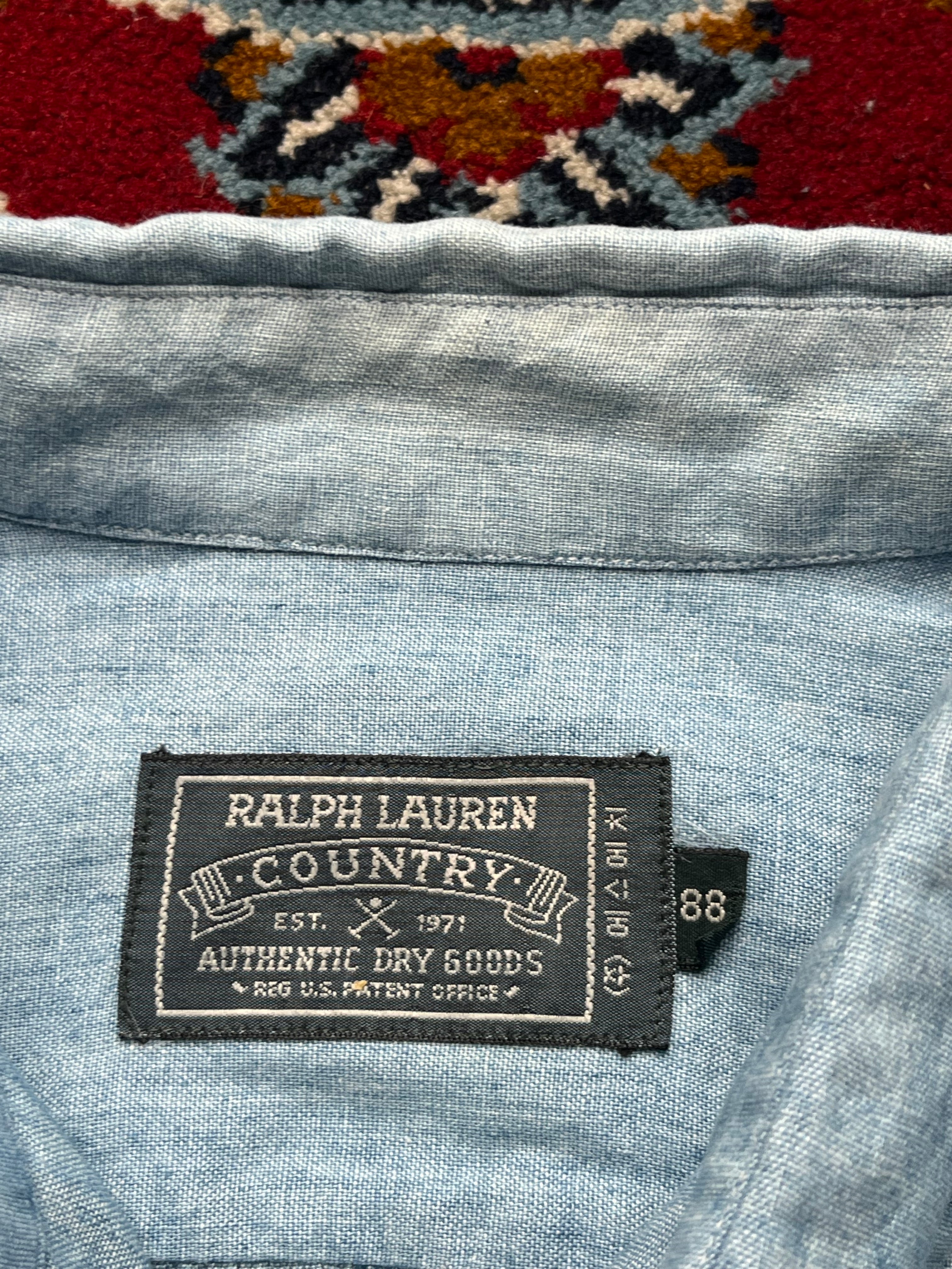 Polo Ralph Lauren Country Vintage Light Blue Chambray Button Down Shirt - L