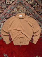 LOHNT Camel Tan Fine Knit Collared Button Polo Sweater - L