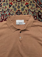 LOHNT Camel Tan Fine Knit Collared Button Polo Sweater - L