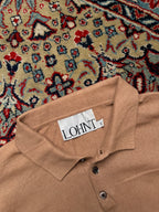 LOHNT Camel Tan Fine Knit Collared Button Polo Sweater - L