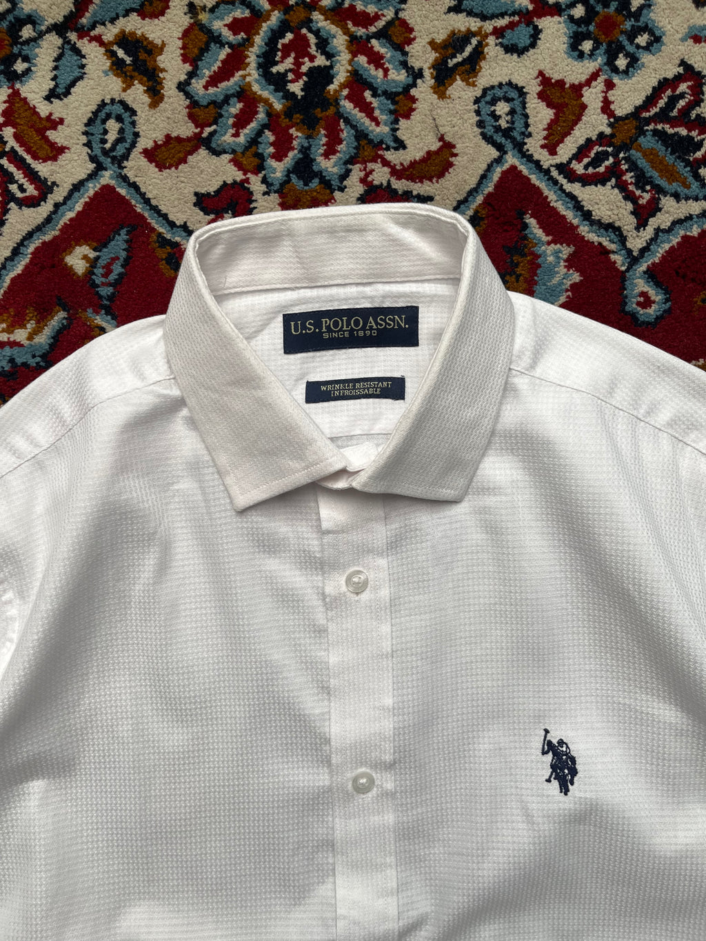 U.S. Polo Assn. White Wrinkle Resistant Button Down Dress Shirt - M
