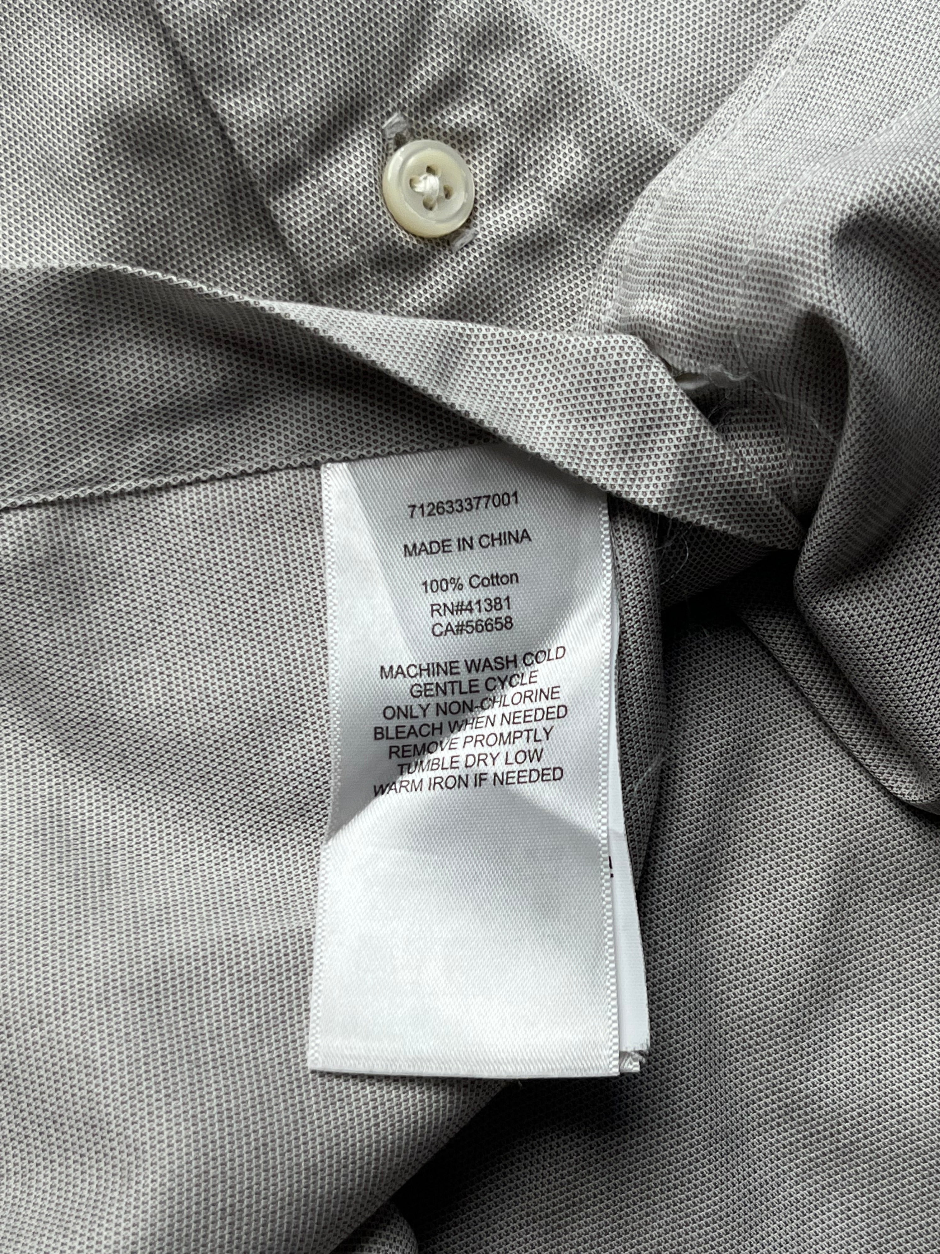 Polo Ralph Lauren Light Grey Slim Fit Micro-Pattern Button Down Shirt - M