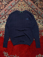 Royal County of Berkshire Polo Club Navy Cable Knit Crewneck Sweater - L
