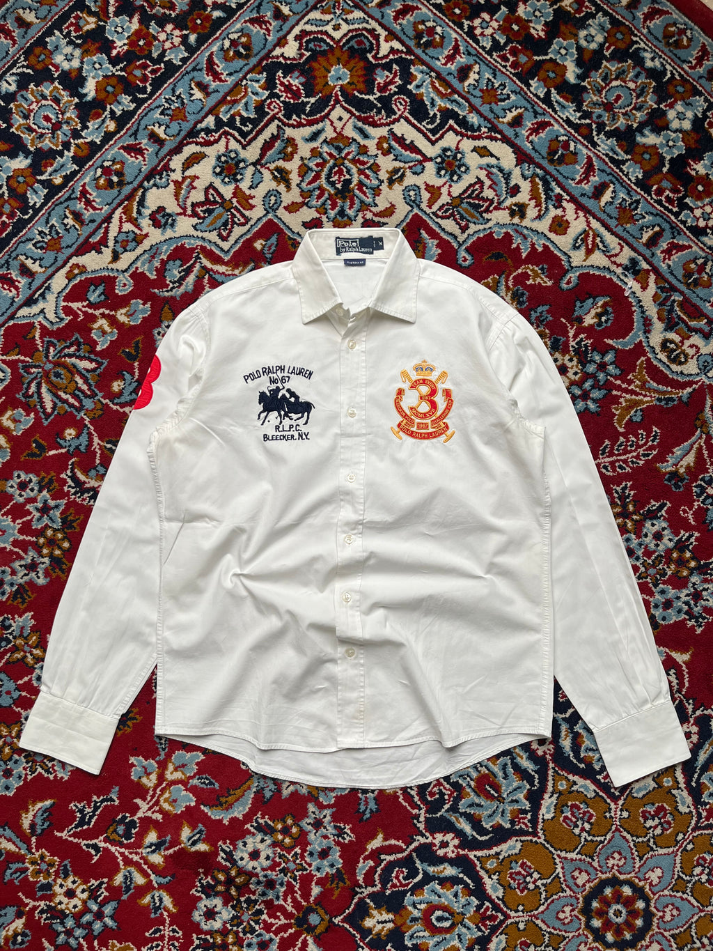 Polo Ralph Lauren Custom Fit Crest Embroidered White Button Down Shirt - M