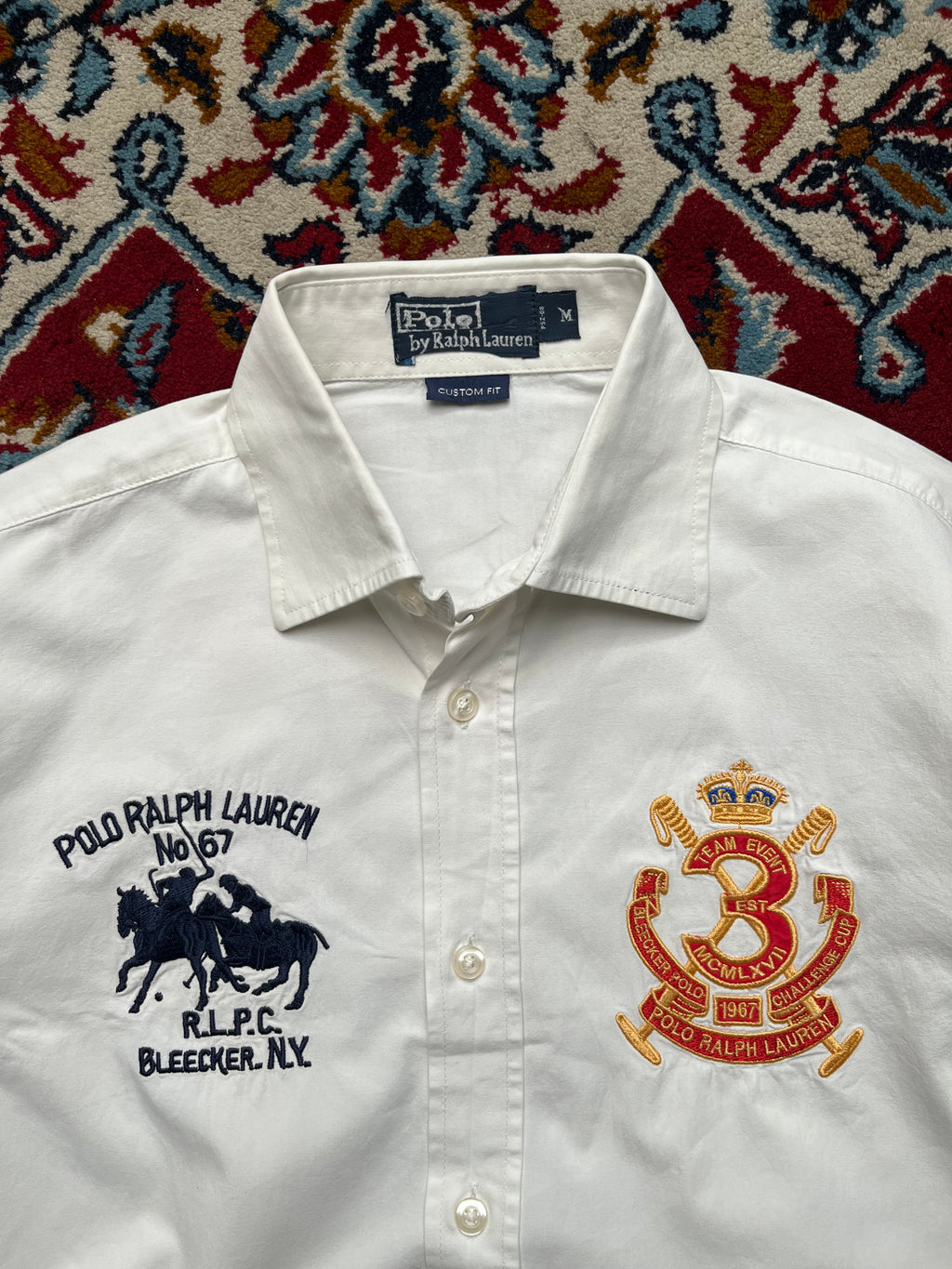 Polo Ralph Lauren Custom Fit Crest Embroidered White Button Down Shirt - M