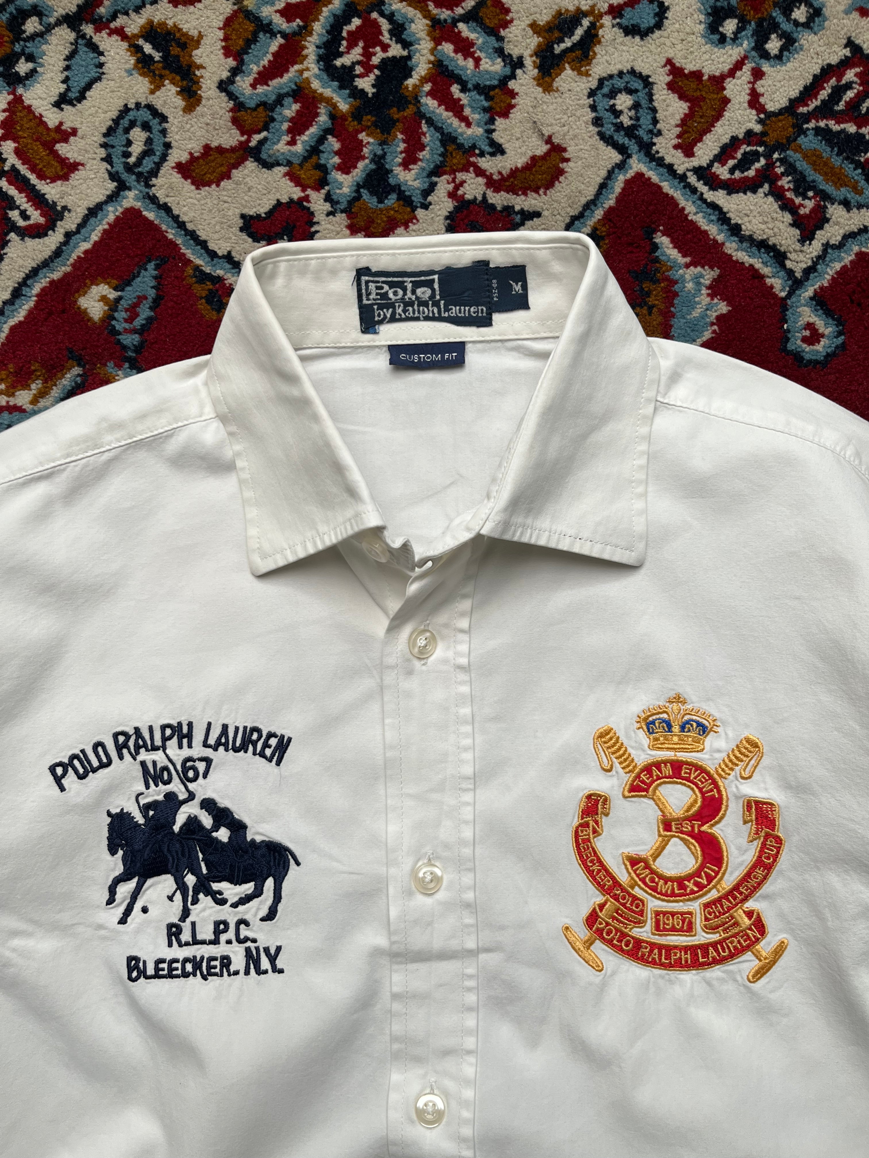 Polo Ralph Lauren Custom Fit Crest Embroidered White Button Down Shirt - M