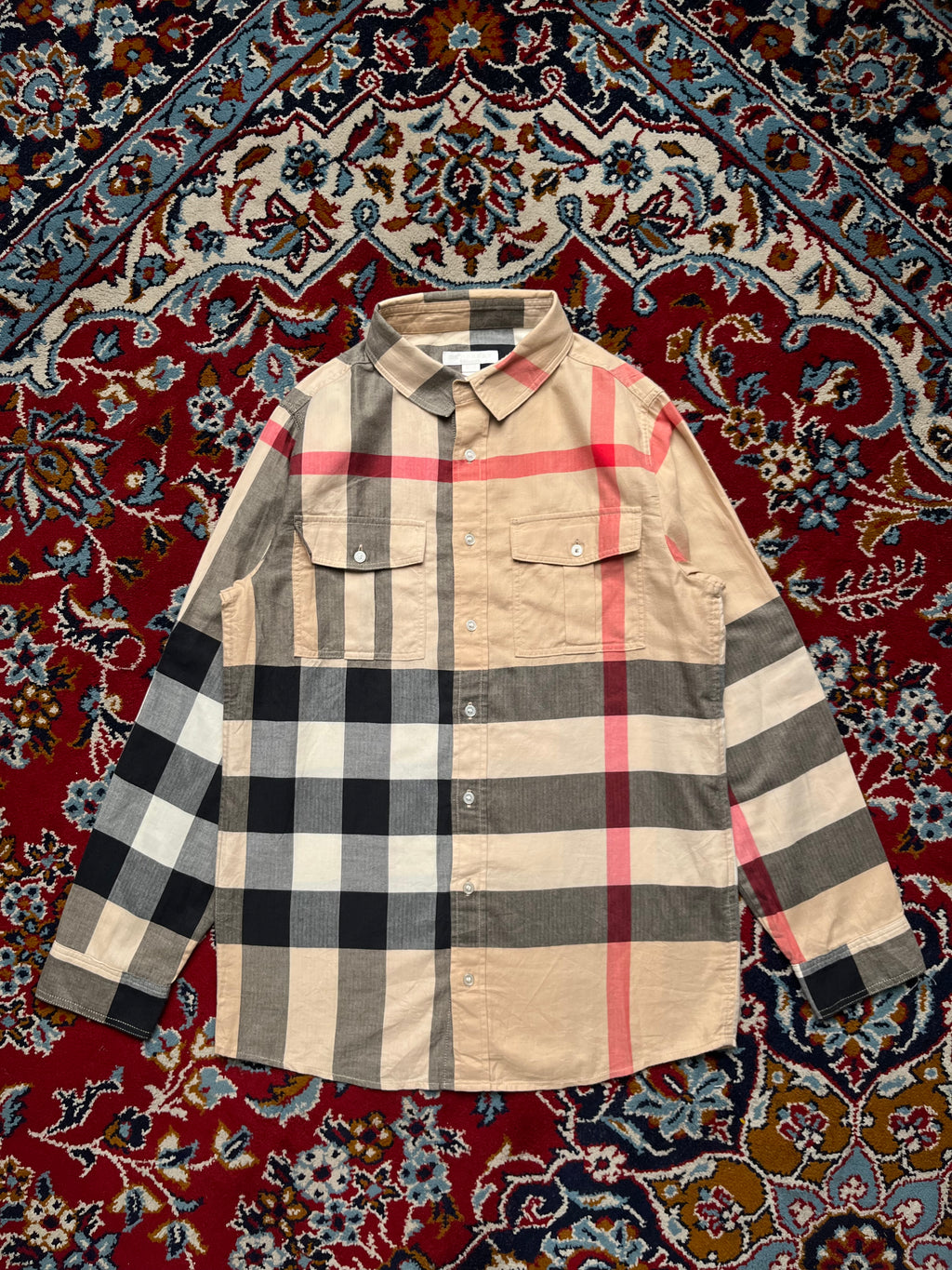 Burberry Vintage Check Cotton Flannel Button Down Shirt - S